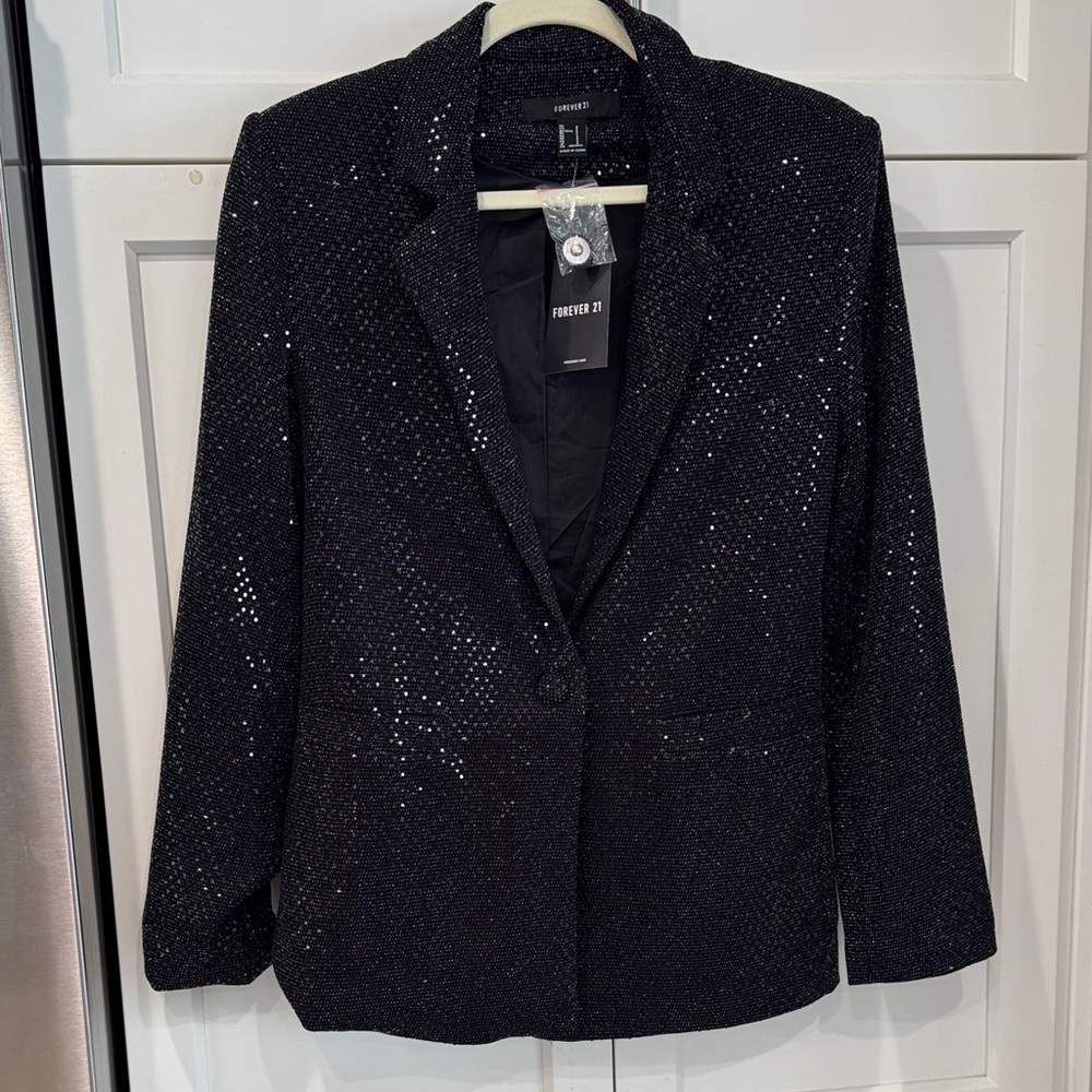 New Forever 21 Black Sequin Blazer